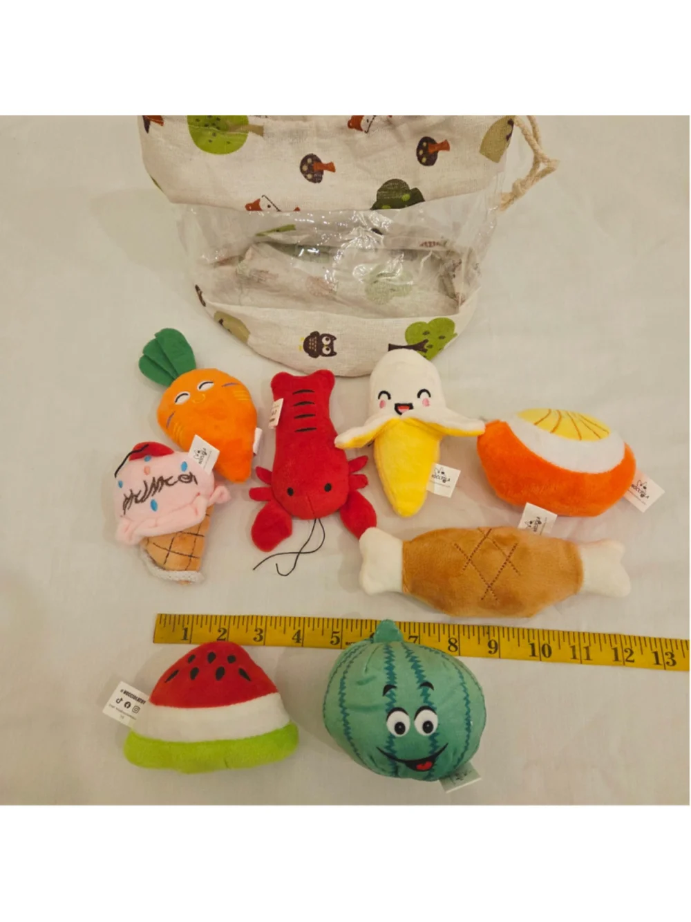 Nocciola Pet Squeaky Dog Toy Set Plush Food Items